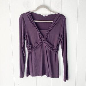 Boden Top Size 6 Women’s Purple Wrap Long Sleeve V-Neck Stretch Shirt